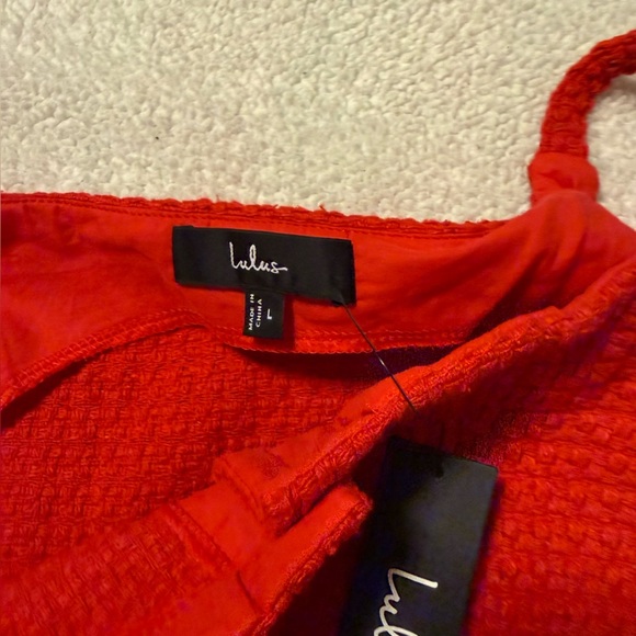 Lulu's Red Textured Sleeveless top with Button Front - Picture 9 of 11